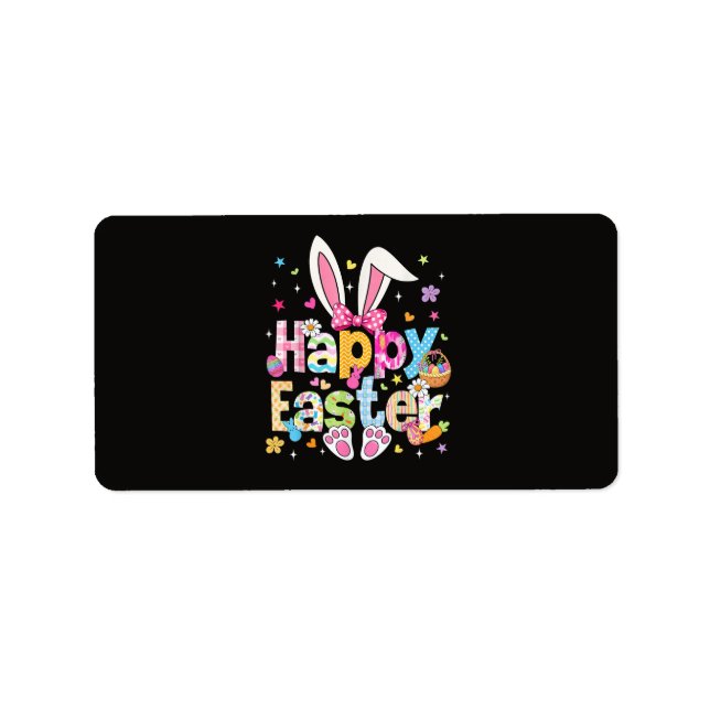 Happy Easter 2026 Cute Bunny Rabbit Label (Front)