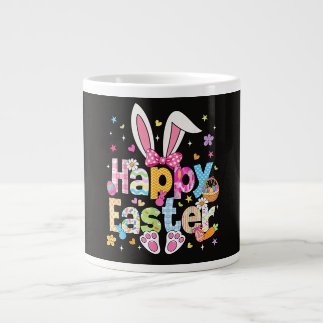 Happy Easter 2026 Cute Bunny Rabbit Large Coffee Mug (Front)
