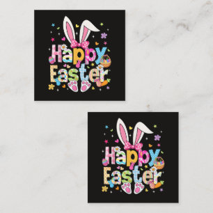 Happy Easter 2026 Cute Bunny Rabbit Square Business Card