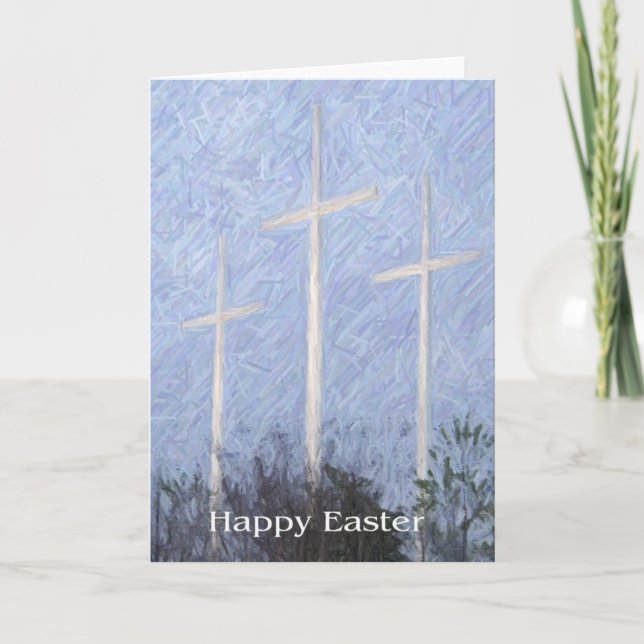 Happy Easter 3 crosses Holiday Card (Front)