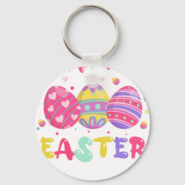 happy easter (3), retro, vintage key ring (Front)