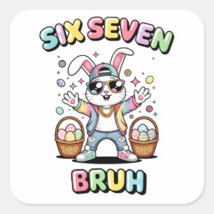 Happy Easter 67 meme Funny Bunny Square Sticker