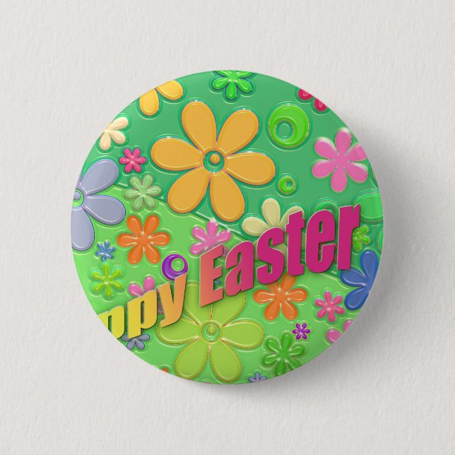 happy easter 6 cm round badge (Front)