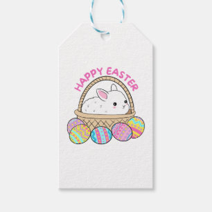 Happy Easter A Cute Easter Bunny In A Basket Gift Tags