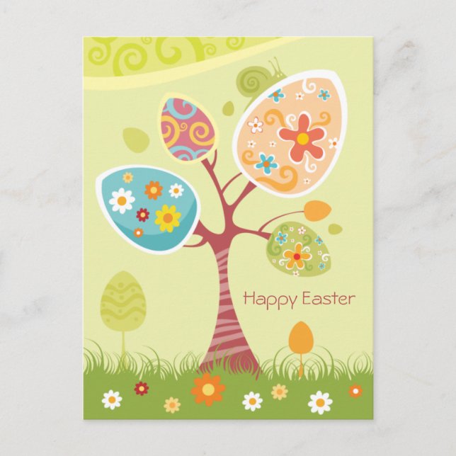 Happy Easter - Abstract Tree Holiday Postcard (Front)