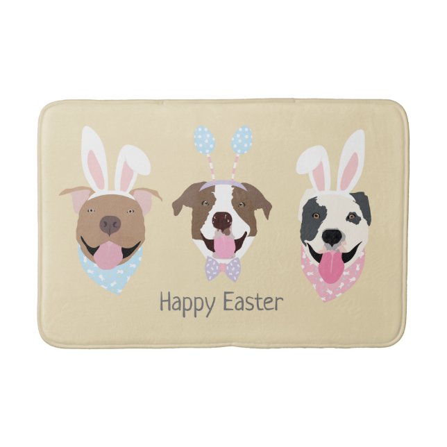 Happy Easter American Pit Bull Terrier Dogs Bath Mat (Front)