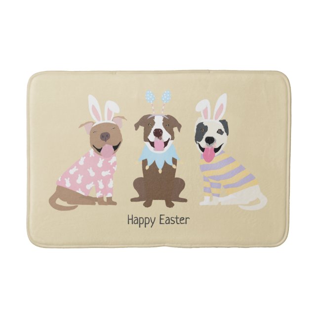Happy Easter American Pit Bull Terrier Dogs Bath Mat (Front)