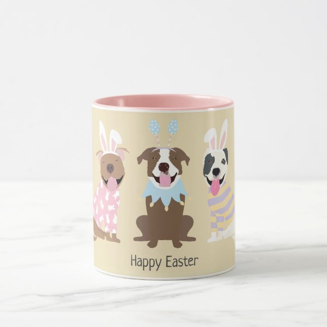 Happy Easter American Pit Bull Terrier Dogs Mug (Center)