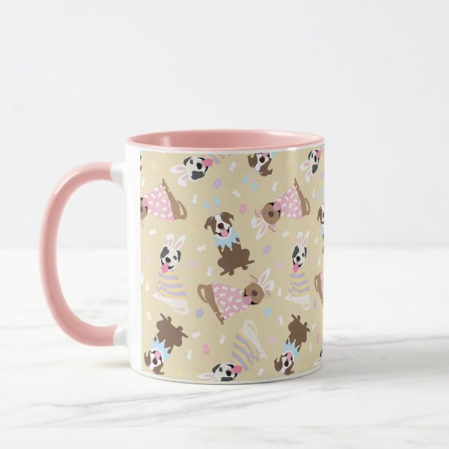 Happy Easter American Pit Bull Terrier Dogs Mug (Left)