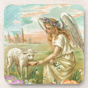 happy easter angel coaster