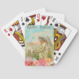 happy easter angel playing cards