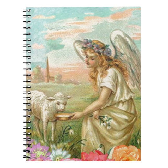 happy easter angel spiral notebook (Front)