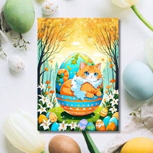 Happy Easter Anime Cat Holiday Card