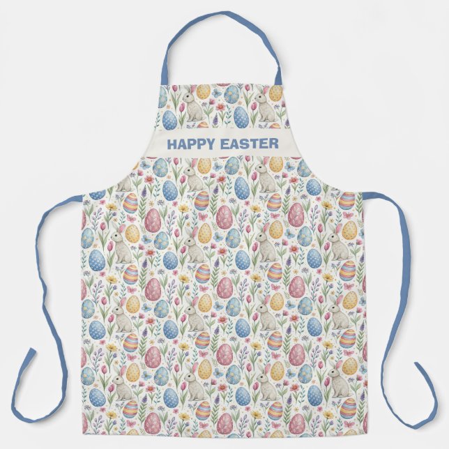 Happy Easter Apron with Colourful Egg Pattern (Front)