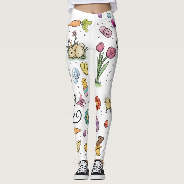 Happy Easter Art Leggings (Front)