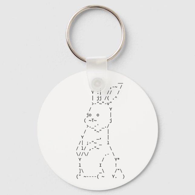 Happy Easter ASCII Bunny Art Key Ring (Front)