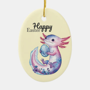 Happy Easter axolotl Ceramic Tree Decoration