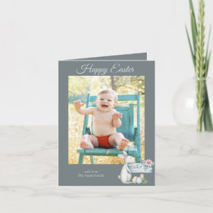Happy easter baby boy personalised photo holiday card