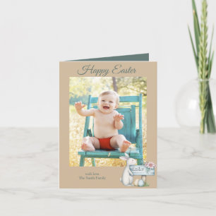 Happy easter baby boy personalised photo holiday card