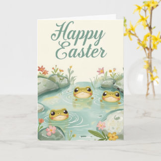 Happy easter baby frogs card