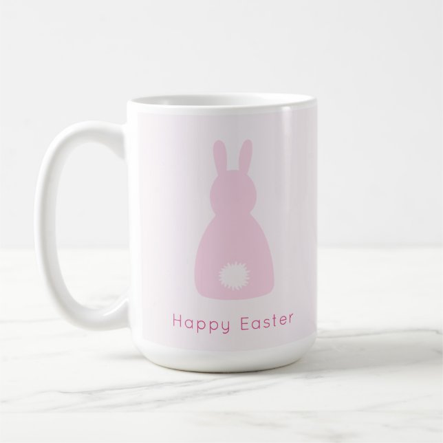 Happy Easter Baby Pink Bunny Tail Coffee Mug (Left)
