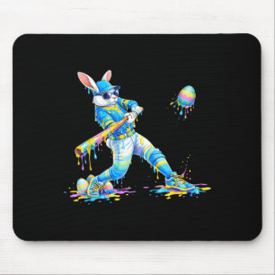 Happy Easter Baseball Player Bunny Sports Boys Mouse Pad