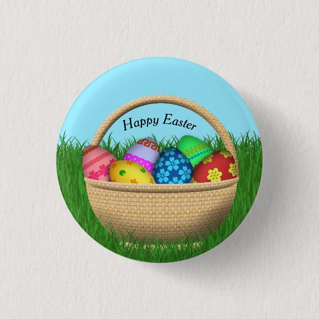 Happy Easter Basket 3 Cm Round Badge (Front)