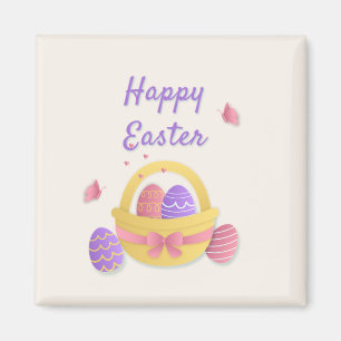 Happy Easter basket and butterflies Magnet