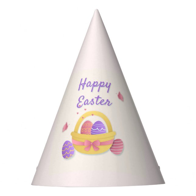 Happy Easter basket and butterflies Party Hat (Front)