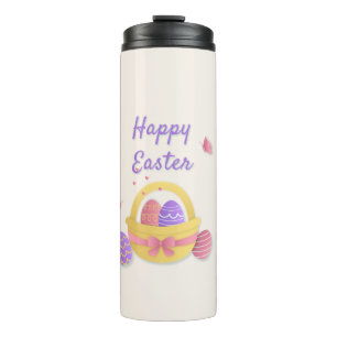 Happy Easter basket and butterflies Thermal Tumbler