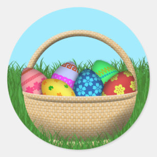 Happy Easter Basket Classic Round Sticker