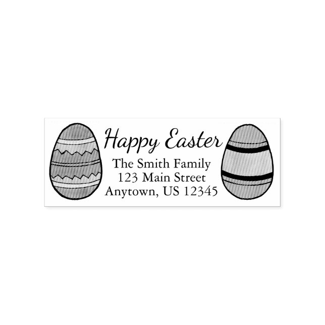 Happy Easter Basket Egg Hunt Eggs Holiday Address Rubber Stamp (Imprint)