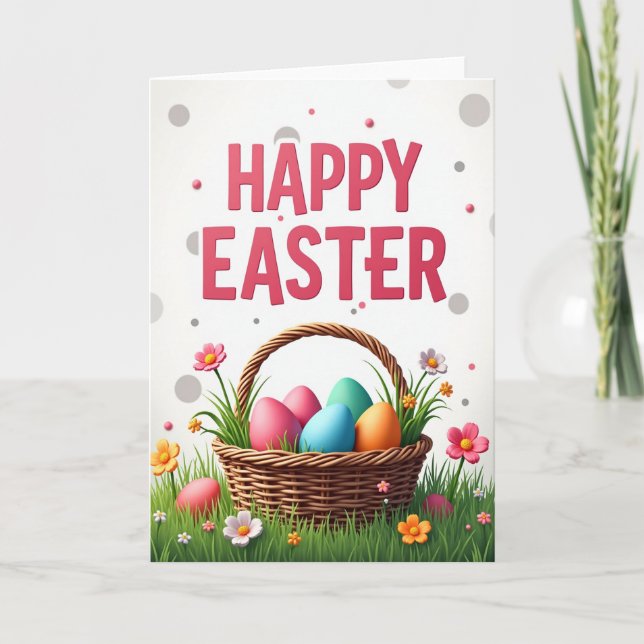 Happy Easter Basket Eggs Card (Front)