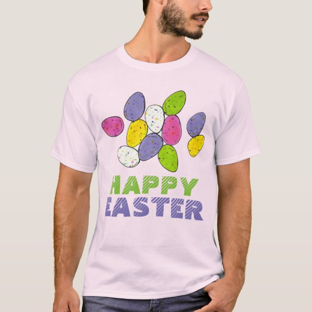 Happy Easter Basket Malted Milk Candy Eggs T-Shirt (Front)