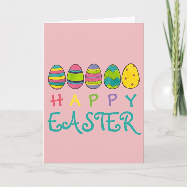Happy Easter Basket Pastel Egg Hunt Candy Holiday Card (Front)
