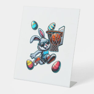 Happy Easter Basketball Boys Easter Bunny Funny Ea Pedestal Sign