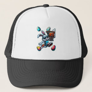Happy Easter Basketball Boys Easter Bunny Funny Ea Trucker Hat