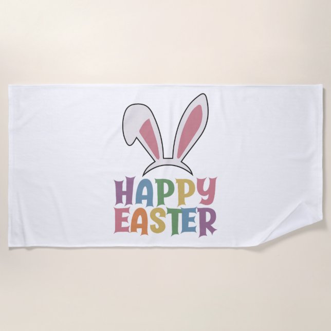 Happy Easter                        Beach Towel (Front)