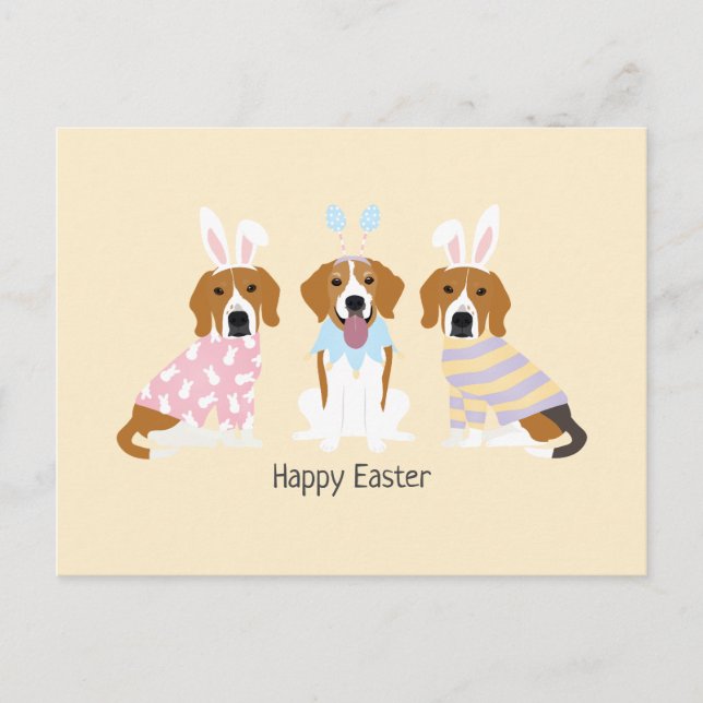 Happy Easter Beagle Dogs Postcard (Front)