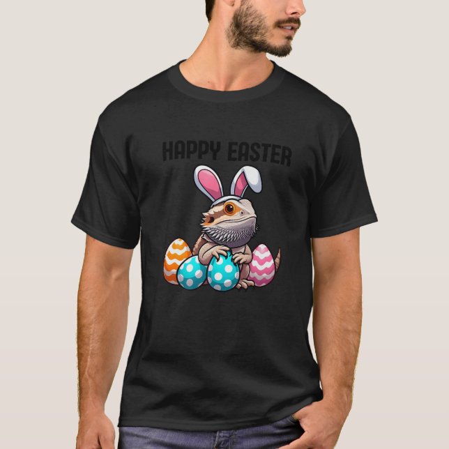 Happy Easter Bearded Dragon Reptile Men Women Kids T-Shirt (Front)