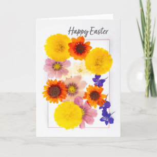 Happy Easter Beautiful Dried Pressed Flowers Holiday Card