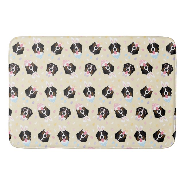 Happy Easter Bernese Mountain Dogs Bath Mat (Front)