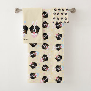 Happy Easter Bernese Mountain Dogs Bath Towel Set