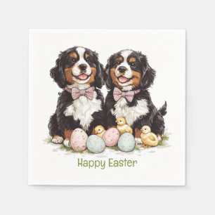 Happy Easter Bernese Mountain Dogs Easter Eggs Napkin