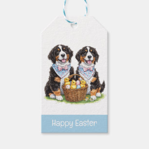 Happy Easter Bernese Mountain Dogs Gift Tags