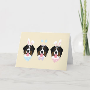 Happy Easter Bernese Mountain Dogs Holiday Card