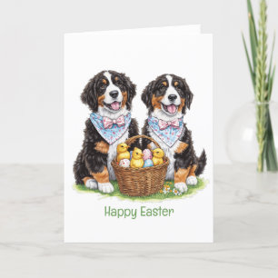 Happy Easter Bernese Mountain Dogs Holiday Card