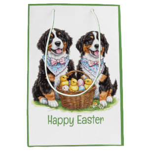 Happy Easter Bernese Mountain Dogs Medium Gift Bag