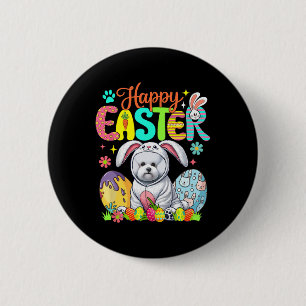 Happy Easter Bichon Frise Cosplay Bunny Chocolate 6 Cm Round Badge