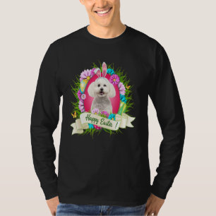 Happy Easter Bichon Frise Wearing Bunny Ear Eggs C T-Shirt